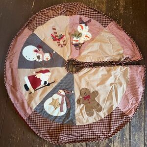 Festive Christmas Tree Skirt with Holiday Characters Red Plaid 48 inch